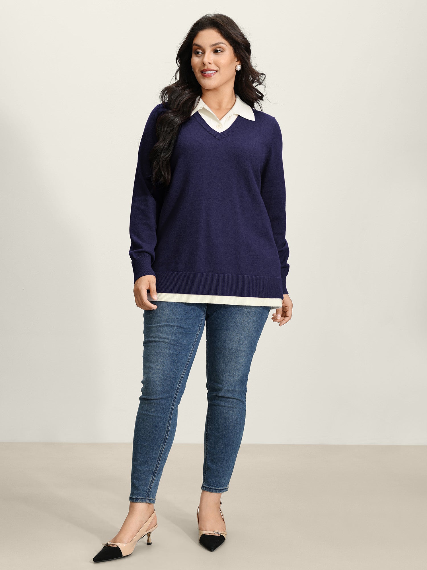Supersoft 2-in-1 Polo Collar Color Contrast Pullover