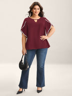 Color Contrast Petal Sleeve Shirt