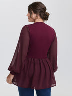 Chiffon Cut-Out Sheer Pullover