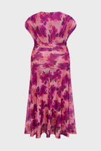 Curveins Plus Size V Neck Batwing Sleeve Cinched Waist Maxi Dress