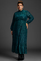 Curveins Plus Size Vintage Floral Velvet Maxi Dress