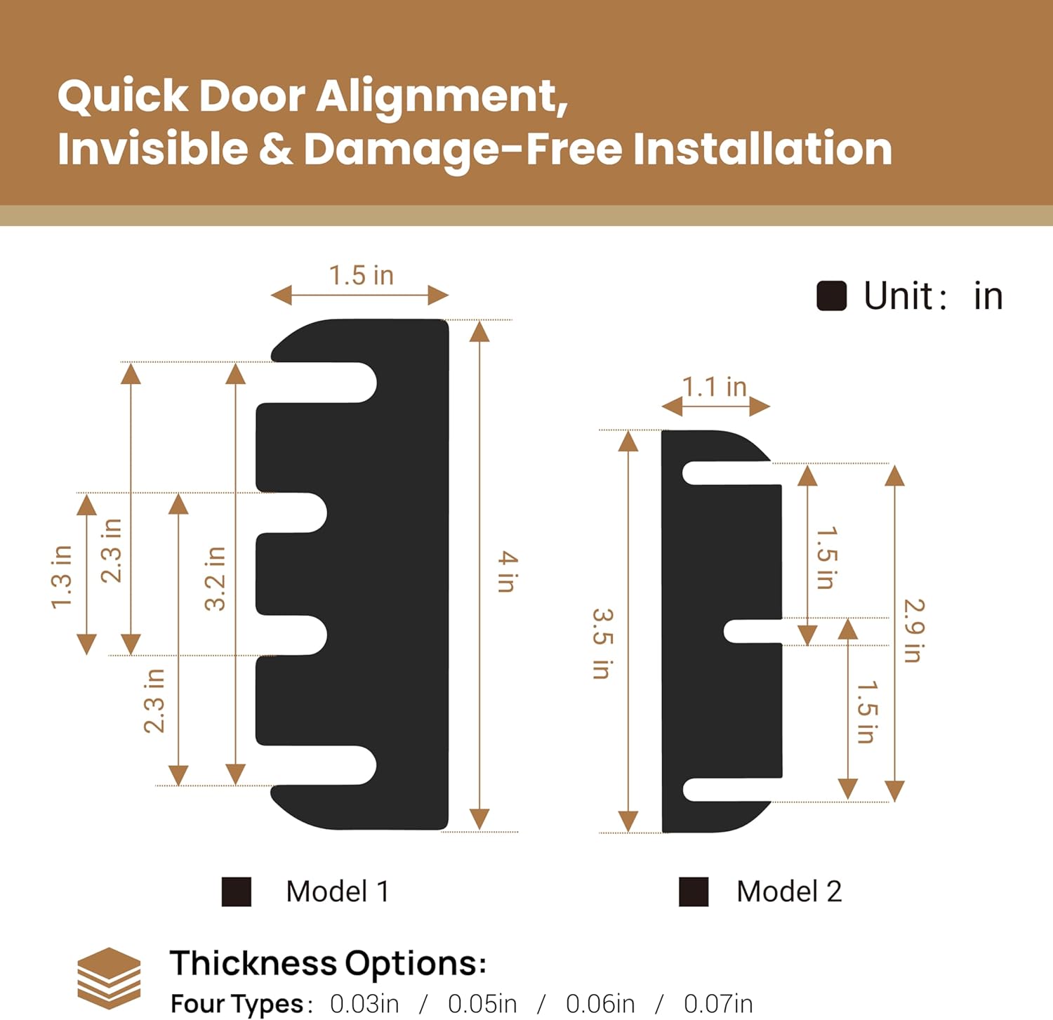 12pcs Door Hinge Shims 3.5 inch,Black Hinge Spacers,Thickness Adjustable Spacer for Doors, Adjusting The Spacing to Align,Can Be Trimmed (12, L3.5in/T0.03in)