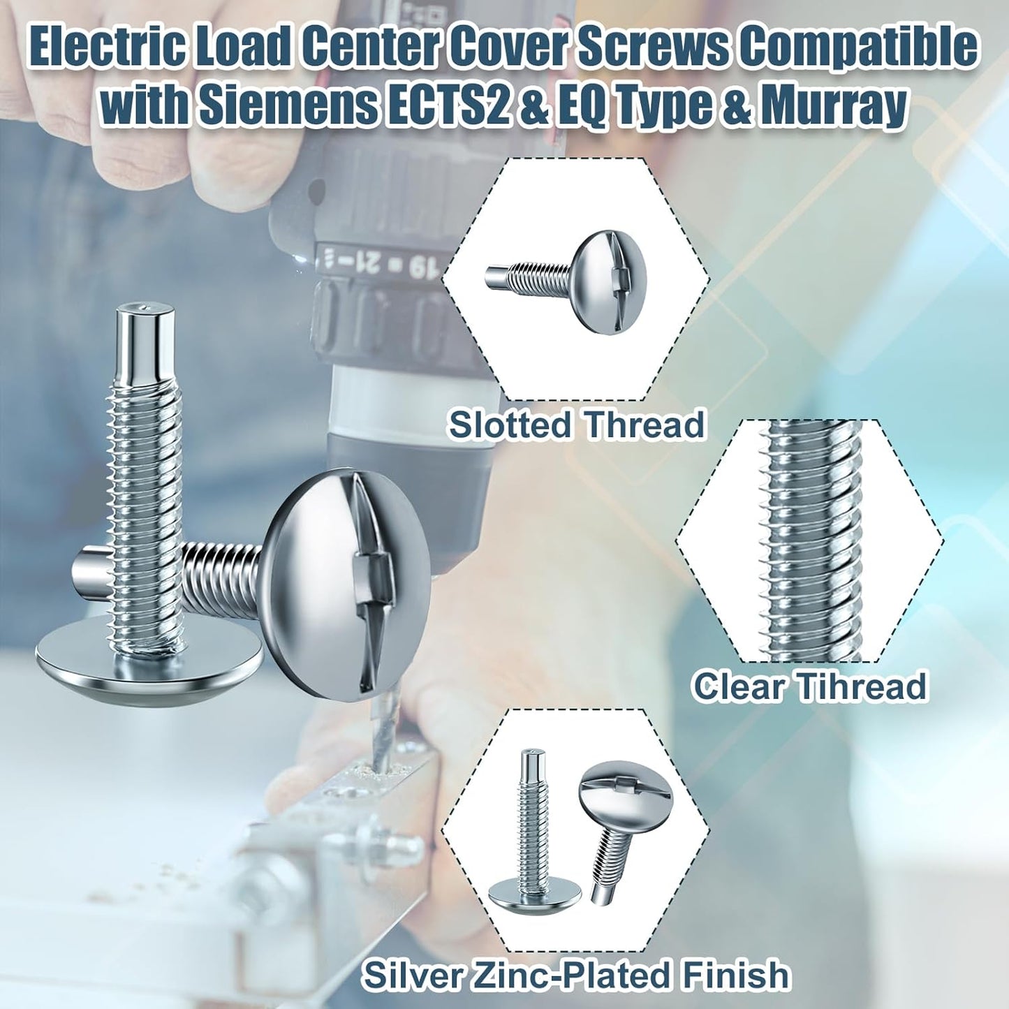 18Pcs Load Center Cover Replacement Screws Compatible with Siemens ECTS2, Panel Screws for Siemens EQ Type & Murray Load Centers, Zinc Electrical Screws