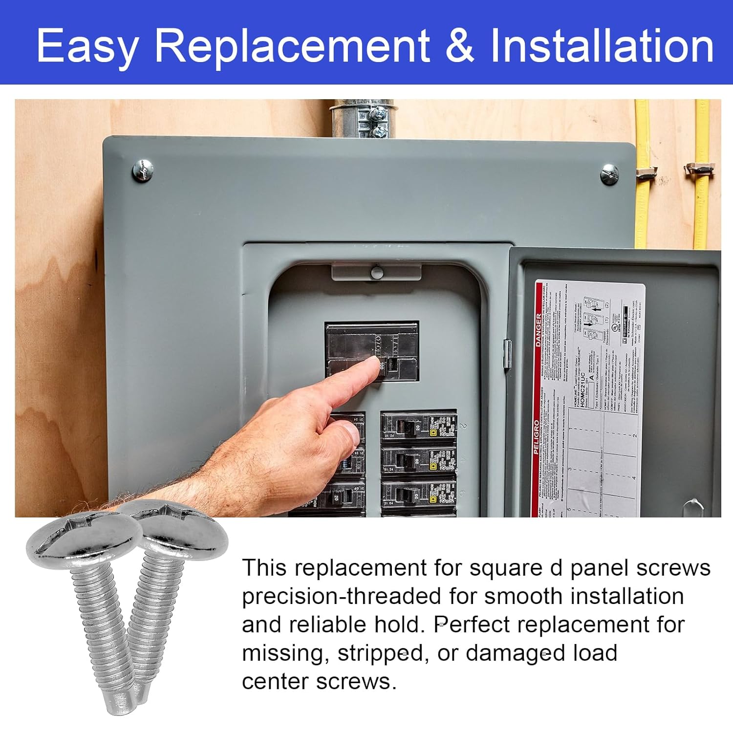 12Pcs Load Center Cover Screws Electrical Panel Screws Replacement for Square D Panel, Compatible with Square D S106 and Siemens ECTS2, QO & Homeline Panels, Murray Load Centers,Zinc Panel Screw
