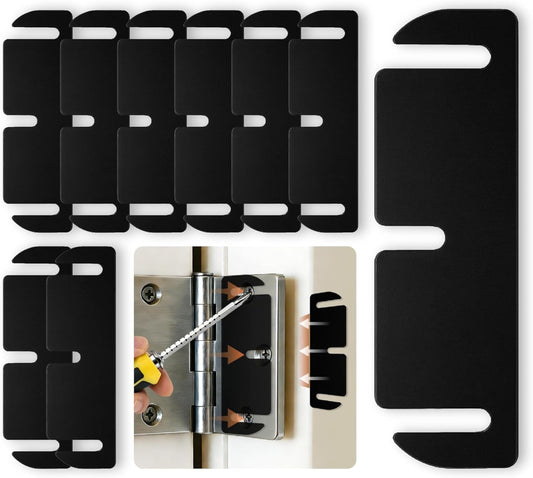 12pcs Door Hinge Shims 3.5 inch,Black Hinge Spacers,Thickness Adjustable Spacer for Doors, Adjusting The Spacing to Align,Can Be Trimmed (12, L3.5in/T0.03in)