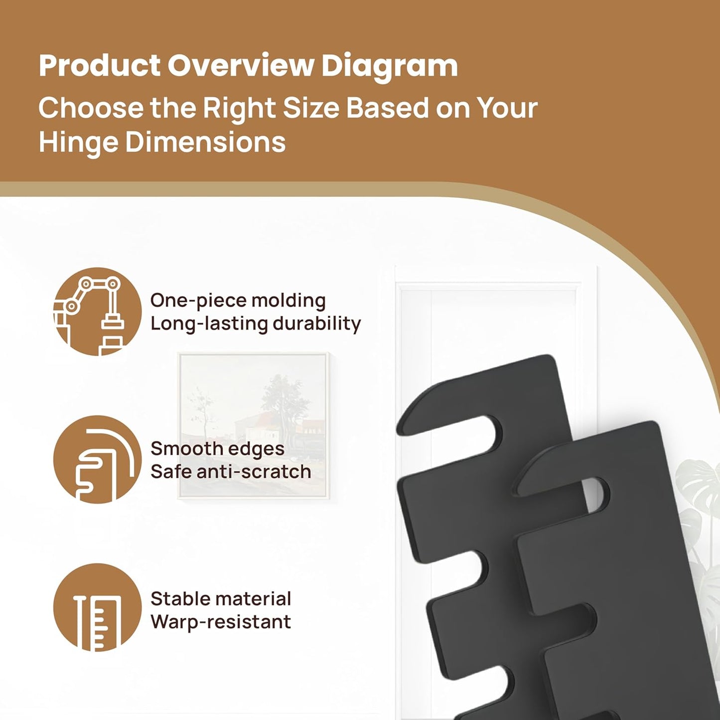 12pcs Door Hinge Shims 3.5 inch,Black Hinge Spacers,Thickness Adjustable Spacer for Doors, Adjusting The Spacing to Align,Can Be Trimmed (12, L3.5in/T0.03in)