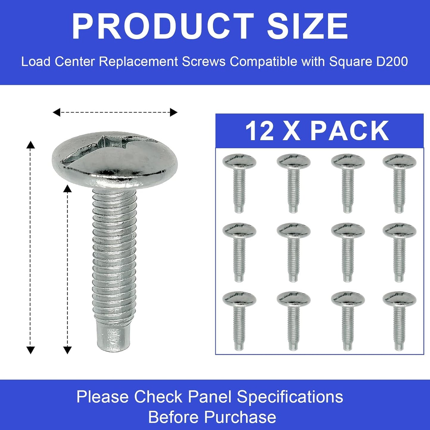 12Pcs Load Center Cover Screws Electrical Panel Screws Replacement for Square D Panel, Compatible with Square D S106 and Siemens ECTS2, QO & Homeline Panels, Murray Load Centers,Zinc Panel Screw