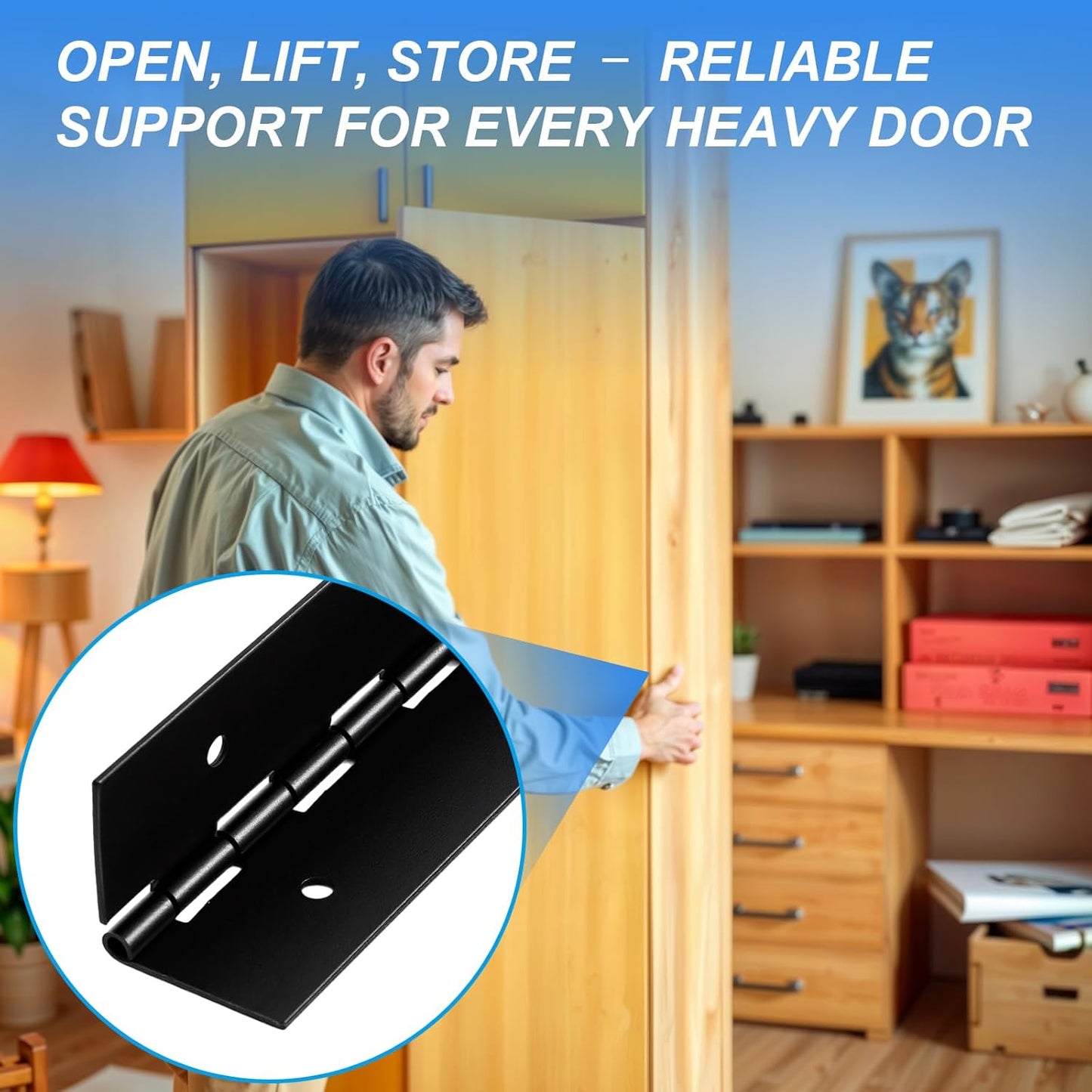 Wesiti 4 Pack 30 Inch Heavy Duty Piano Hinge 30"x2" Stainless Steel 304 Black Continuous Hinge for Large Cabinet, Industrial Storage Equipment Door, Commercial, DIY Wood Boxes, Woodworking(30 Inch)