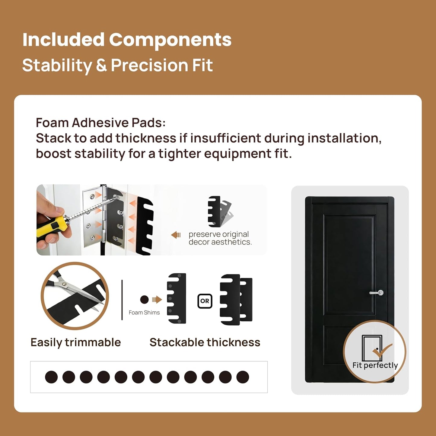 12pcs Door Hinge Shims 3.5 inch,Black Hinge Spacers,Thickness Adjustable Spacer for Doors, Adjusting The Spacing to Align,Can Be Trimmed (12, L3.5in/T0.03in)