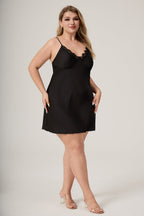 Curveins Plus Size Lace Front Crisscross Back Cami Sleep Top, Sexy Chic Loungewear