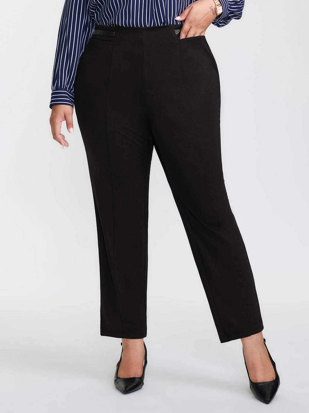 Stretchy Patchwork Skinny-Fit Pants