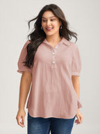 Pure Cotton Ruffled Puffy Sleeve Blouse