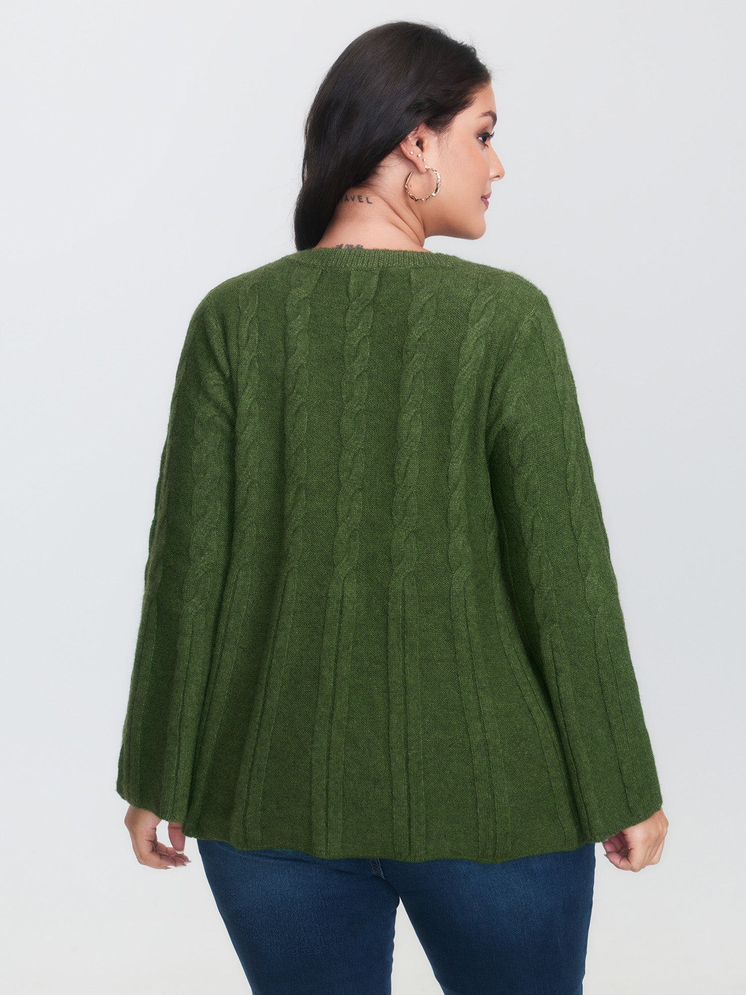 Textured Flared Sleeve A-Line Pullover