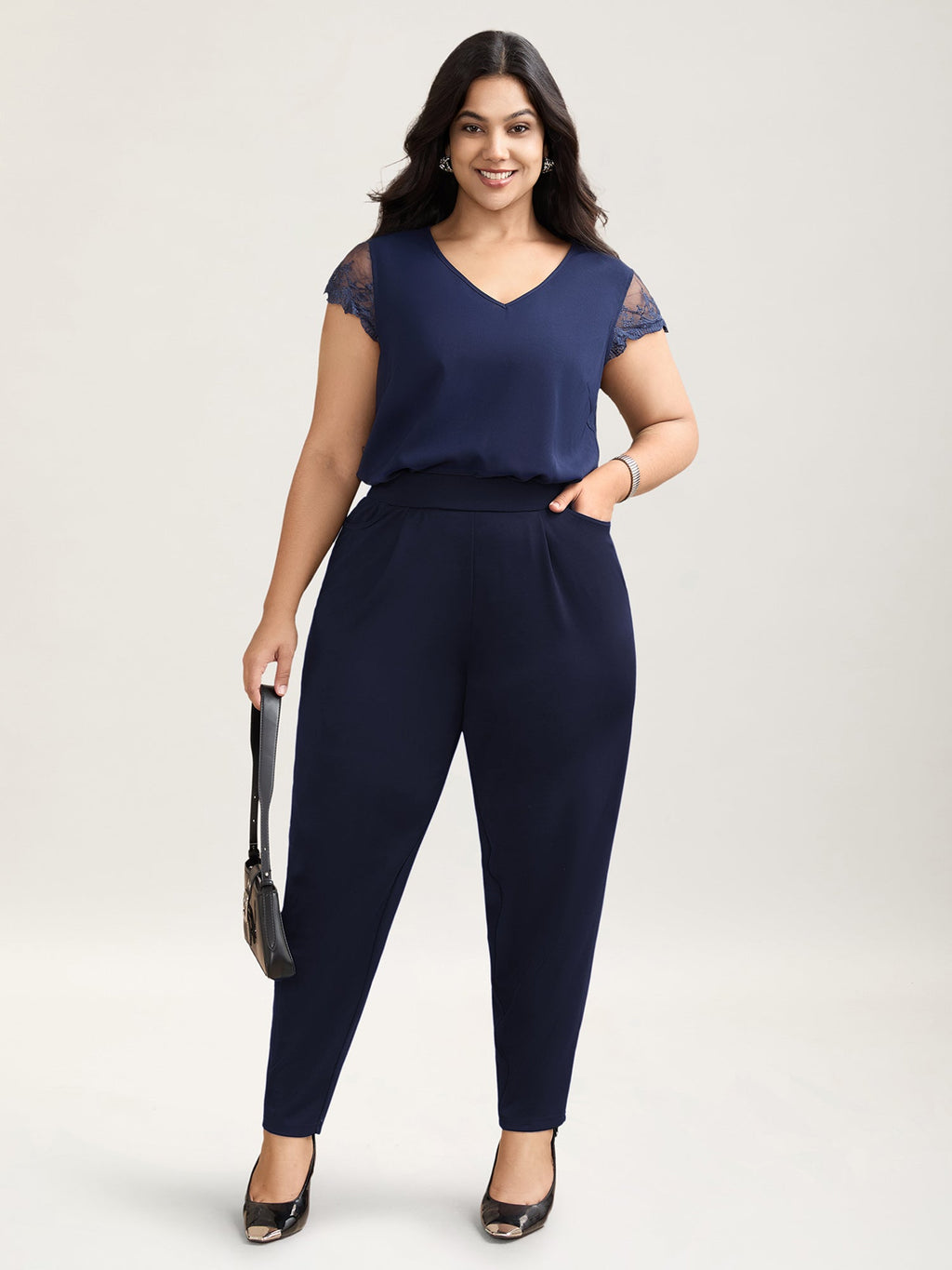 Pleated Stretchy Waist Skinny-Fit Pants
