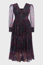 Curveins Plus Size V-Neck Floral Asymmetrical Hem Midi Dress