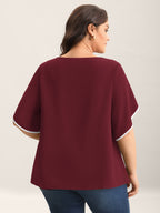 Color Contrast Petal Sleeve Shirt