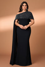 Curveins Plus Size Asymmetric One-Shoulder Rhinestone Detail Dress