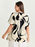 Abstract Print Knotted Blouse