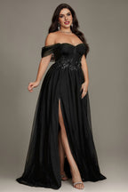 Curveins Plus Size Off-Shoulder Strapless Sleeveless Cinched-Waist Maxi Dress