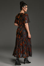 Curveins Plus Size Velvet V-Neck Ruched  Dress