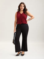 Knotted Neckline Fitted Sleeveless Blouse