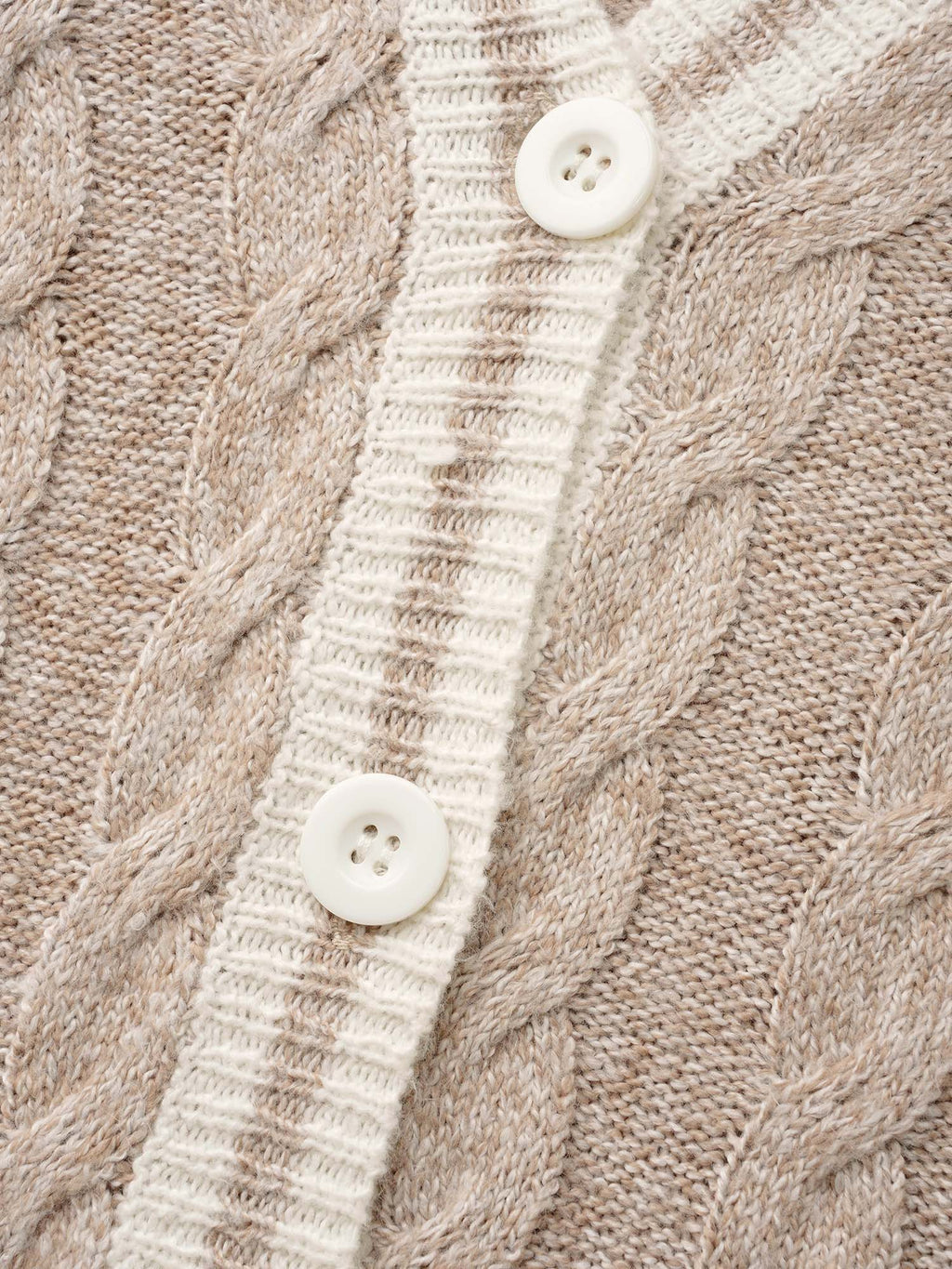 Contrast Trim Cable Knit Pocket Cardigan