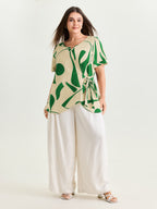 Abstract Print Knotted Blouse