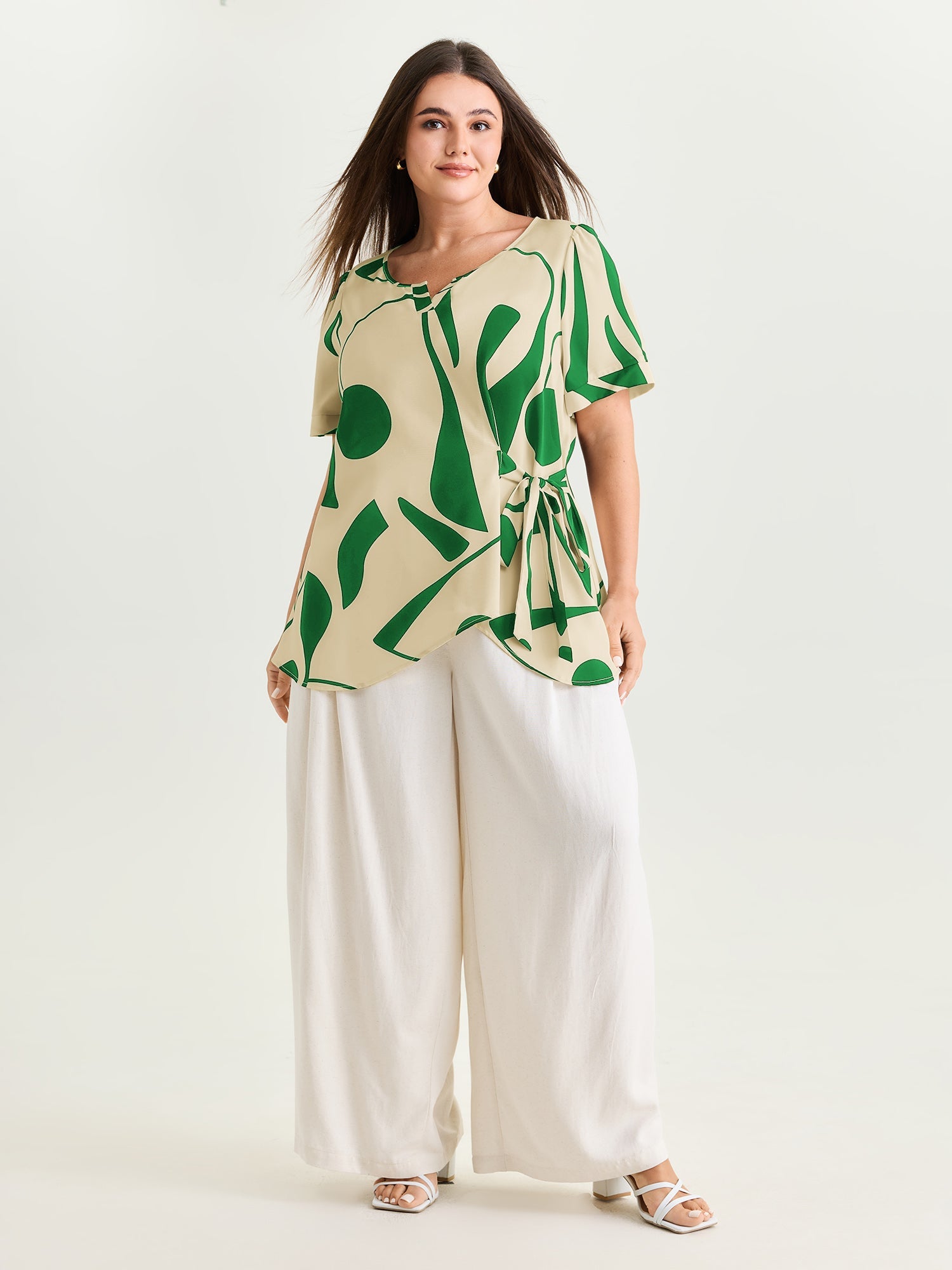 Abstract Print Knotted Blouse