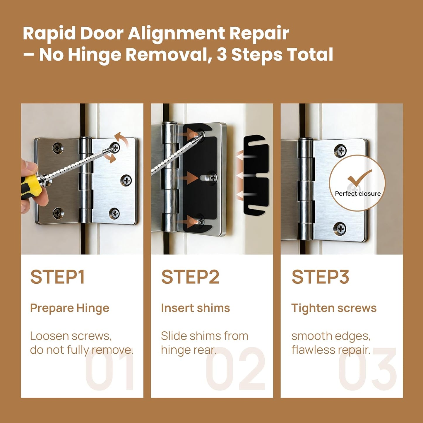12pcs Door Hinge Shims 3.5 inch,Black Hinge Spacers,Thickness Adjustable Spacer for Doors, Adjusting The Spacing to Align,Can Be Trimmed (12, L3.5in/T0.03in)