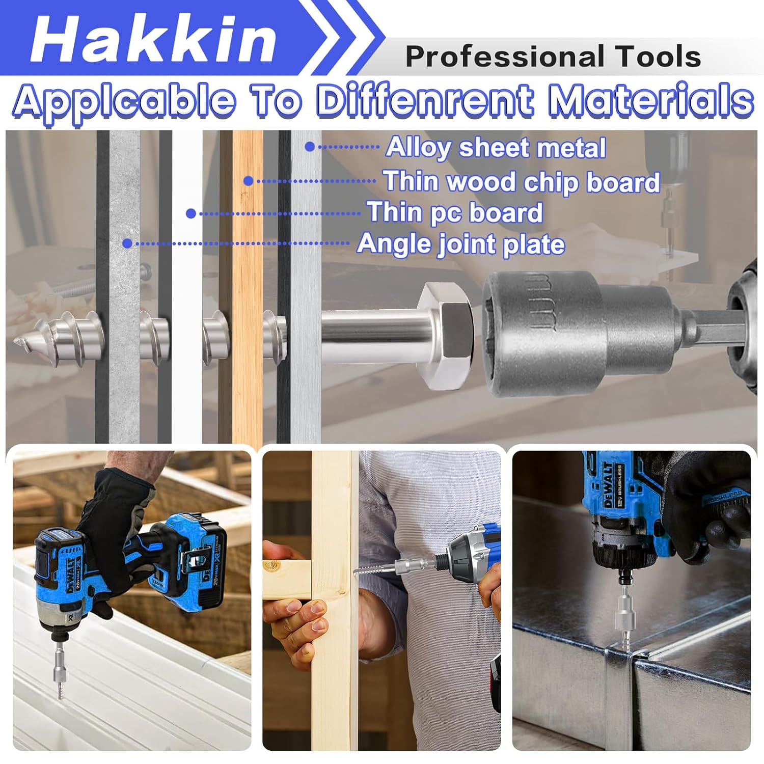 Hakkin 1/4" 5/16" 3/8" Hex Head Lag Bolts with Washers, 202PCS Hex Lag Screws Assortment Kit 304 Stainless Steel, Lag Bolts for Wood Length Include 1-1/4" 1-1/2" 2" 3", with Hex Socket