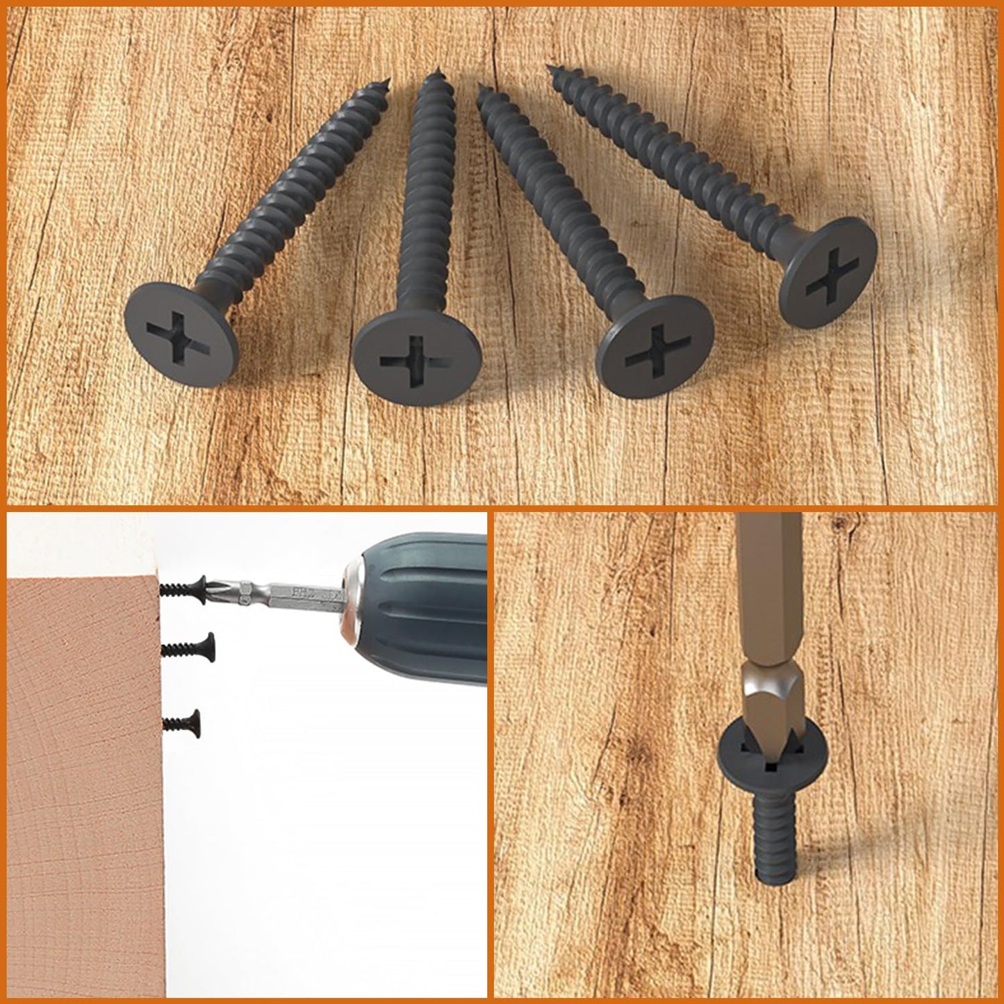 5 Sizes 220pcs Black Wood Screws Assortment Kit,Wood Screws for Drywall,Phillips Drive Self Tapping Dry Wall Screws
