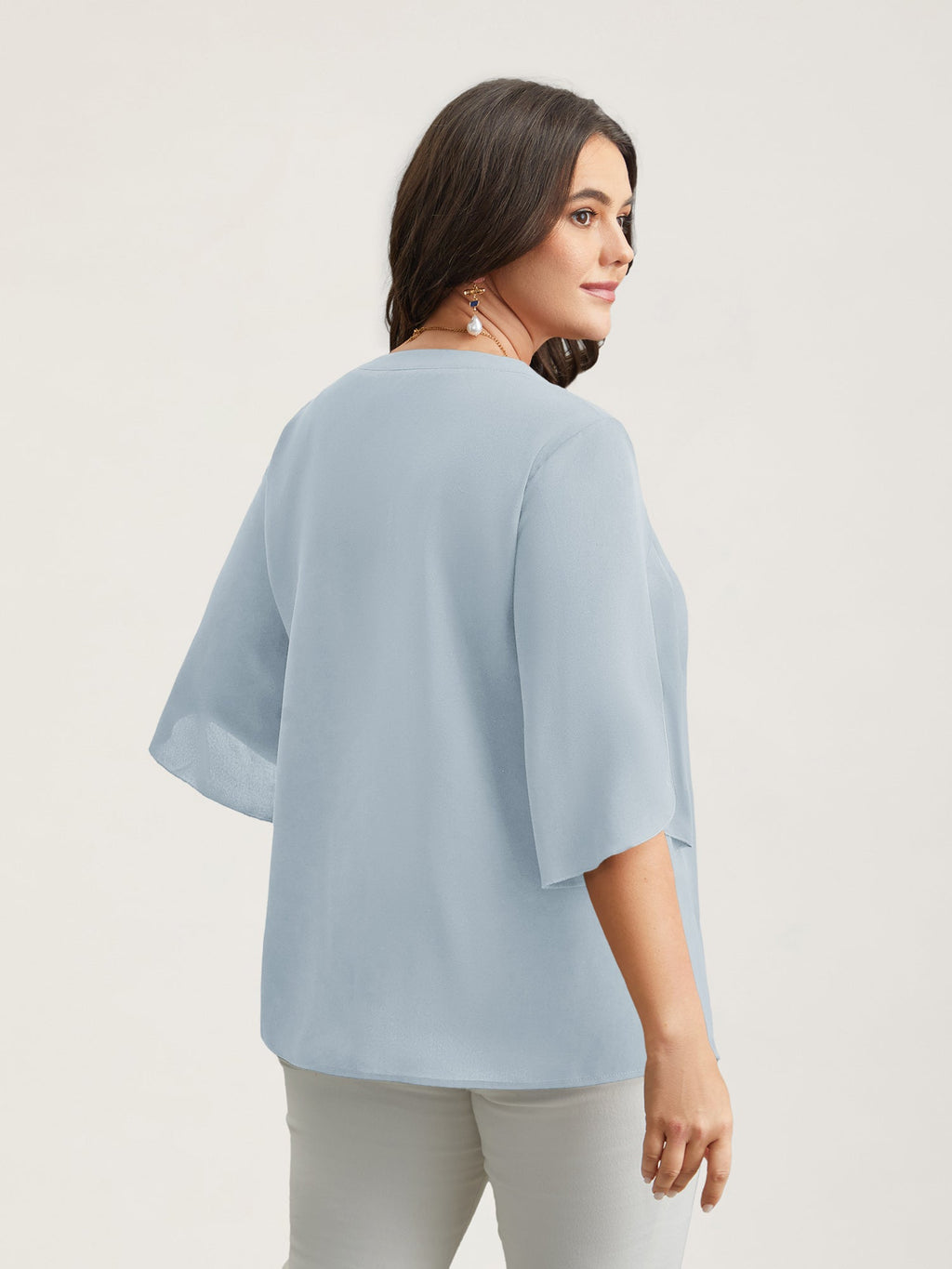 Petal Sleeve Toothpick Pleats Shirt