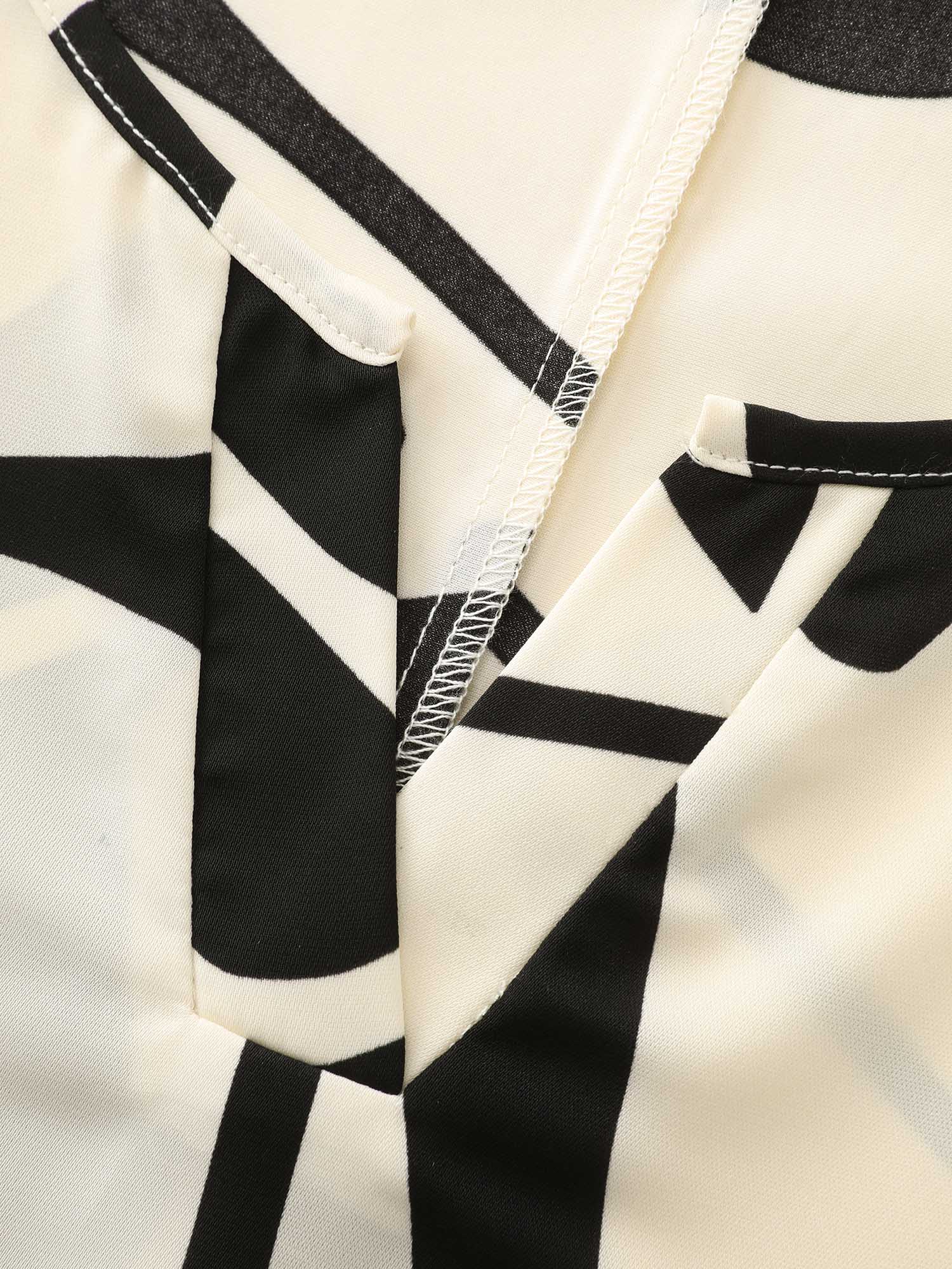 Abstract Print Knotted Blouse