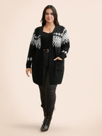 Bandana Geometric Raglan Sleeve Cardigan