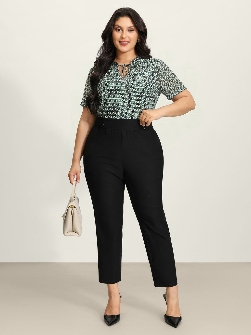 Rivets Wide Waistband Stretchy Pants