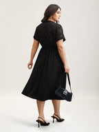Sheer Back Textured Cut-Out Midi Dress