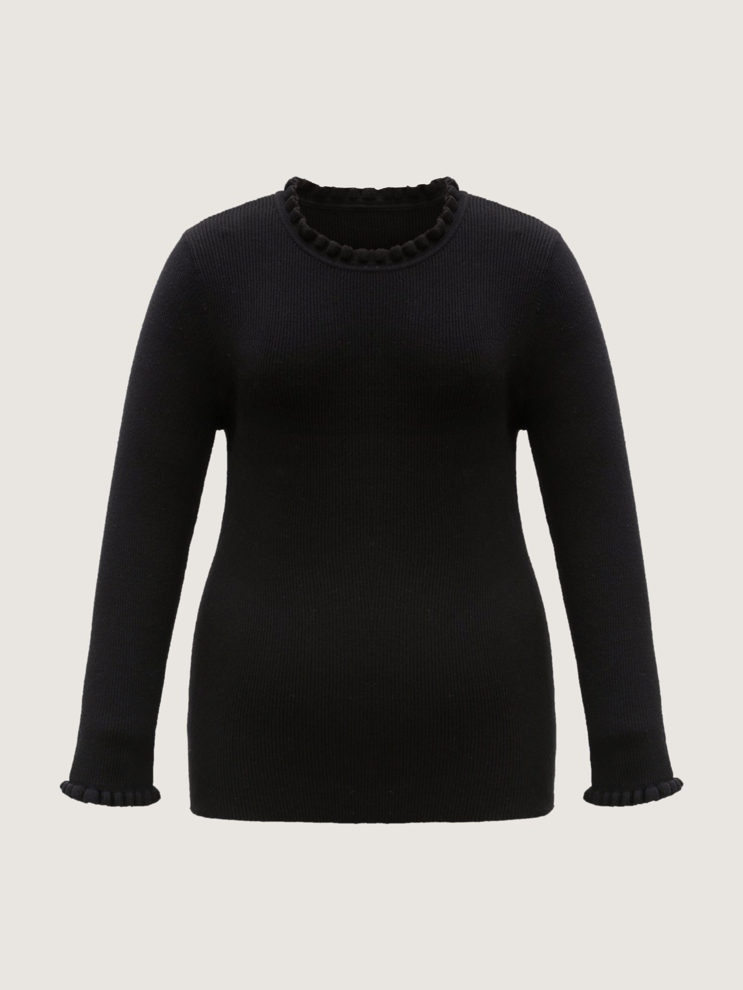 Supersoft Ruffled Neck Fitted Solid Pullover