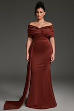 Curveins Plus Size Off-Shoulder One Side Tie Bodycon Maxi Dress