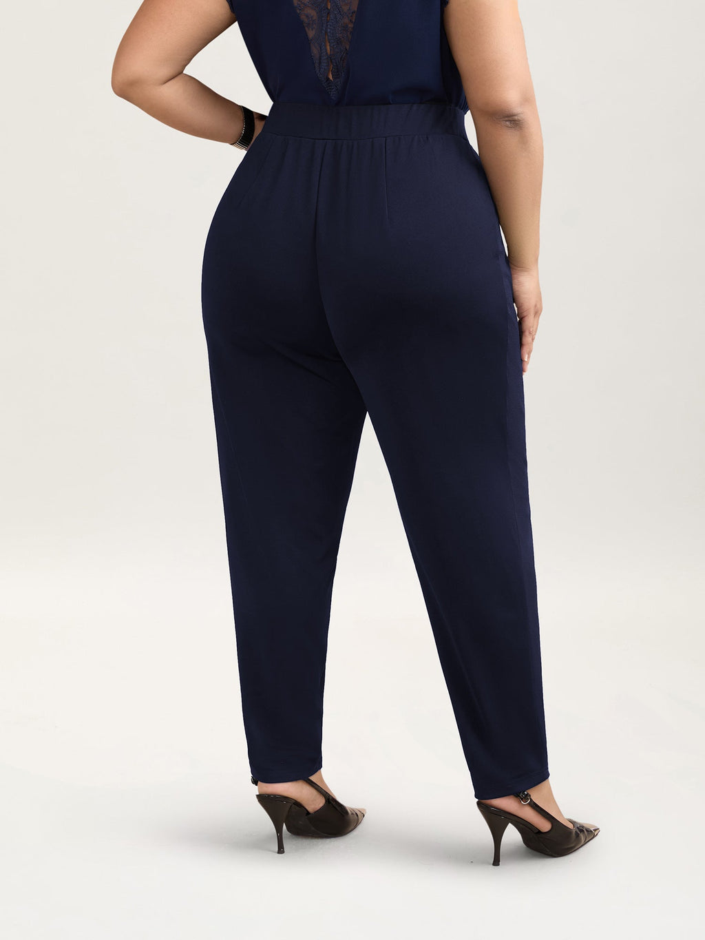 Pleated Stretchy Waist Skinny-Fit Pants