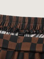 Checkered Print Wide-Leg Pants
