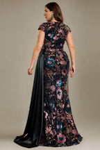 Curveins Plus Size Sparkling Sequin V-Neck Curve-Hugging Maxi Dress