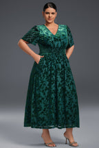 Curveins Plus Size Mauve Velvet Floral Maxi Dress