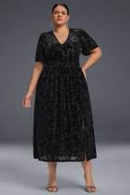 Curveins Plus Size Mauve Velvet Floral Maxi Dress