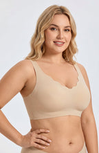 Curveins Ruffle Jelly Bra No Underwire Seamless Push Up Support Comfortable Wireless Everyday Bra