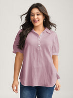 Pure Cotton Ruffled Puffy Sleeve Blouse