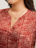 Geometric Print Puff Sleeve Blouse