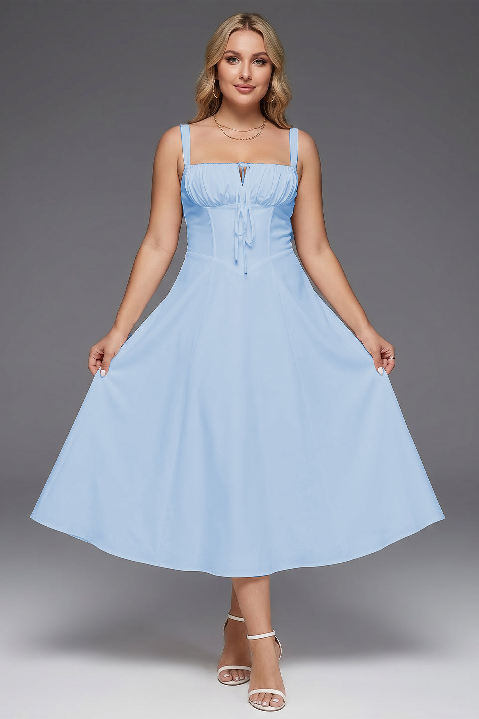 Curveins Plus Size Strap Corset Midi Dress