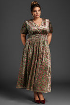 Curveins Plus Size Velvet Plain Maxi Dress