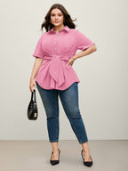 Knotted Front Asymmetrical Hem Blouse