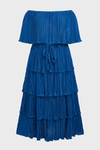 Curveins Plus Size Off-Shoulder Pleated Tiered Maxi Dress
